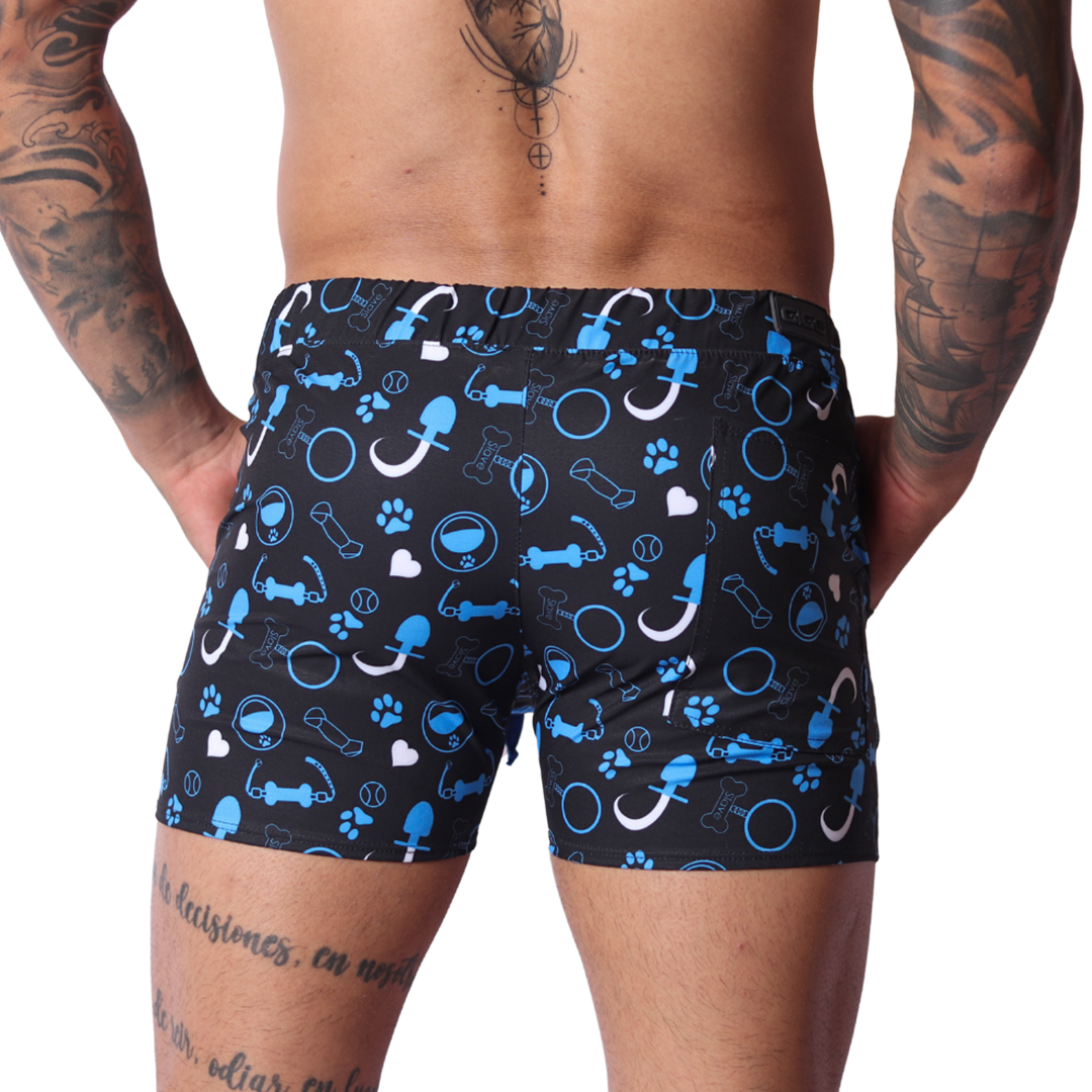 Dog Blue Shorts vista posterior de Gigo Underwear