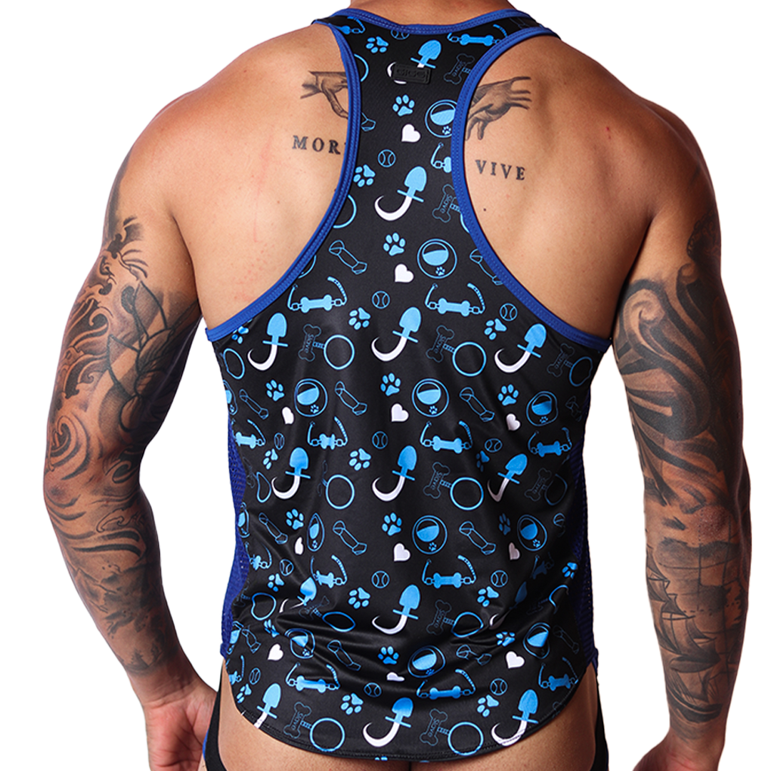 Dog Blue Tank vista posterior de Gigo Underwear