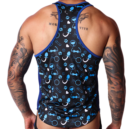 Dog Blue Tank vista posterior de Gigo Underwear