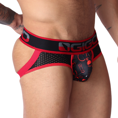 Dog Red Jockstrap vista frontal de Gigo Underwear