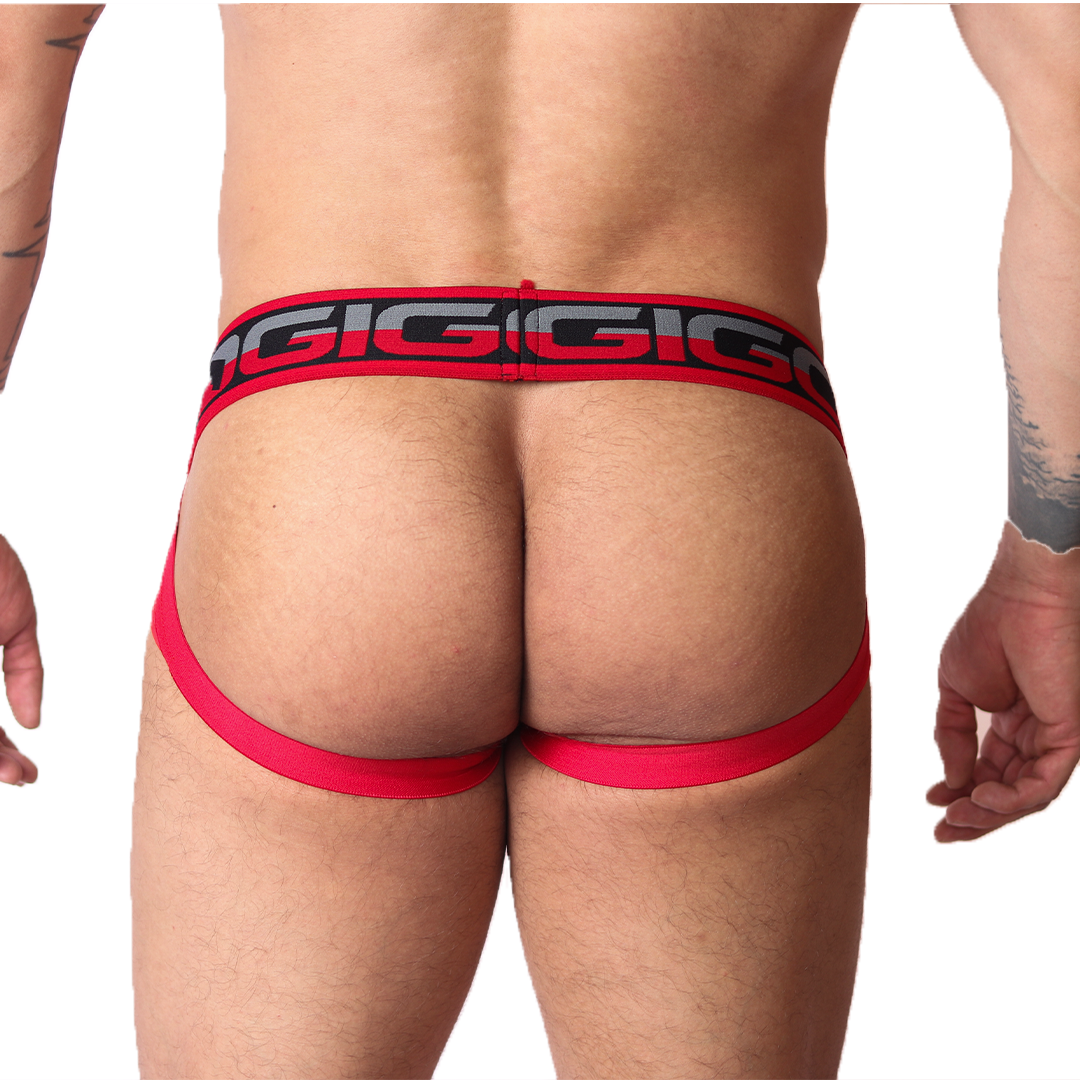 Dog Red Jockstrap vista posterior de Gigo Underwear