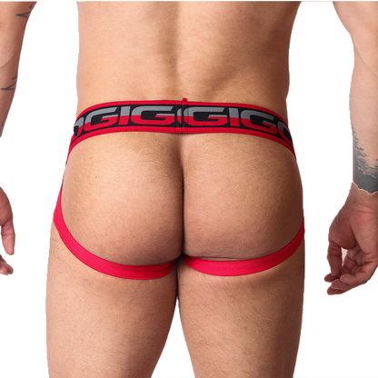 Dog Red Jockstrap vista posterior de Gigo Underwear