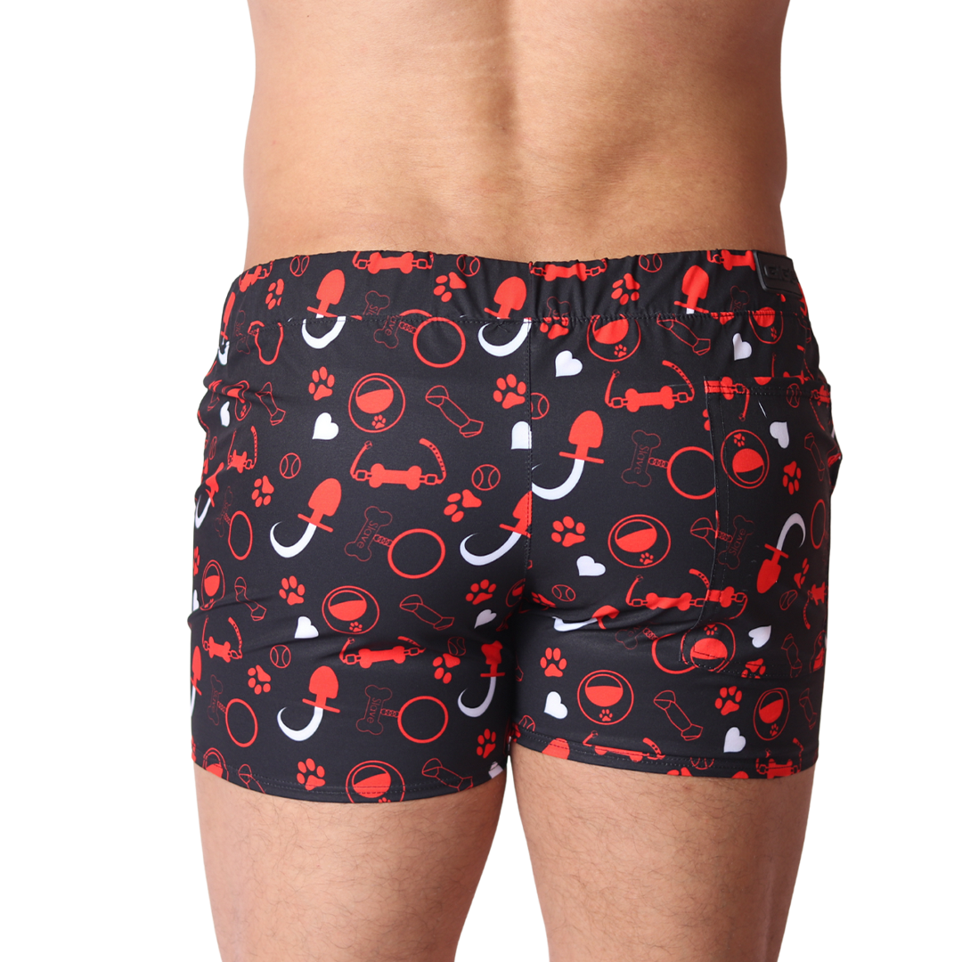 Dog Red Shorts vista posterior de Gigo Underwear