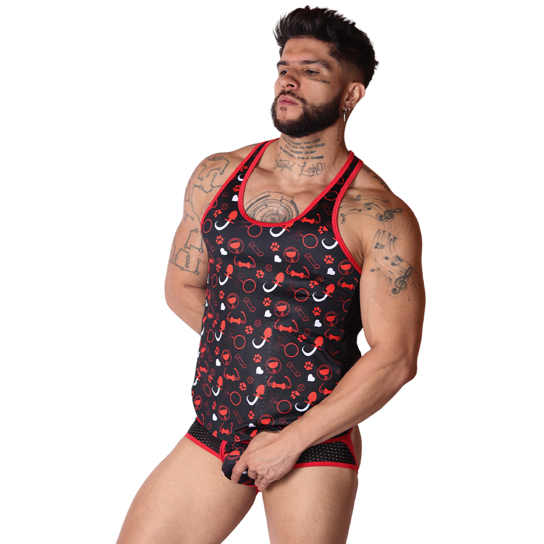 Dog Red Tank en modelo de Gigo Underwear
