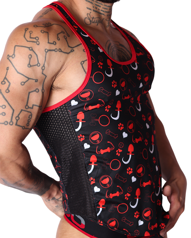 Dog Red Tank vista frontal de Gigo Underwear