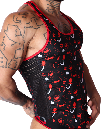 Dog Red Tank vista frontal de Gigo Underwear