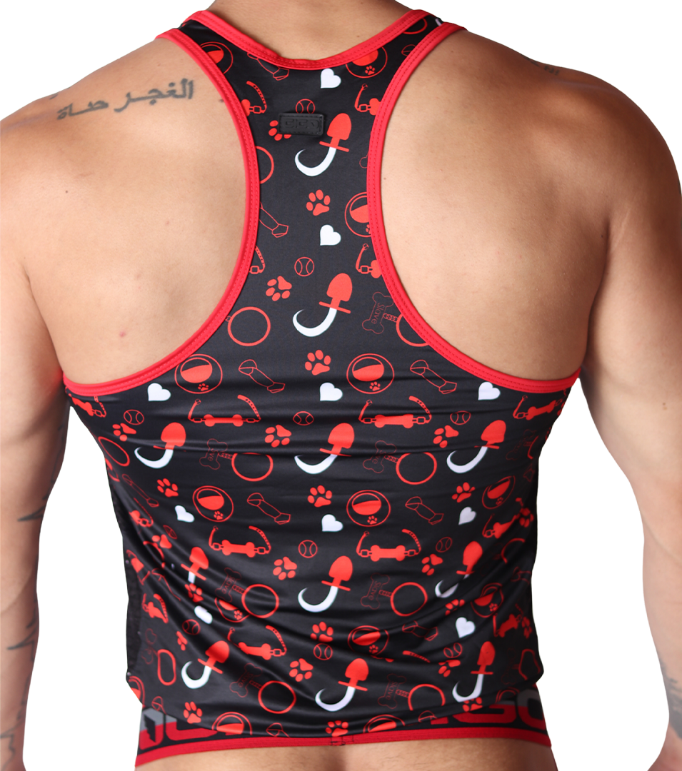 Dog Red Tank vista posterior de Gigo Underwear