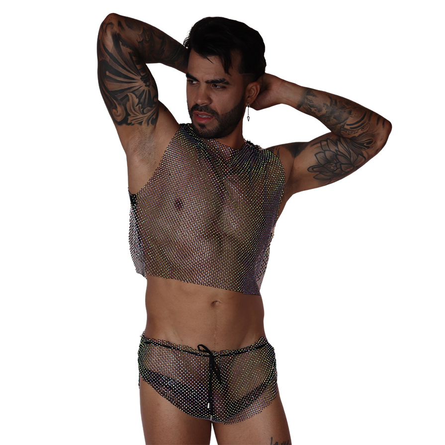 Diamond Black Crop Top en modelo de Gigo Underwear