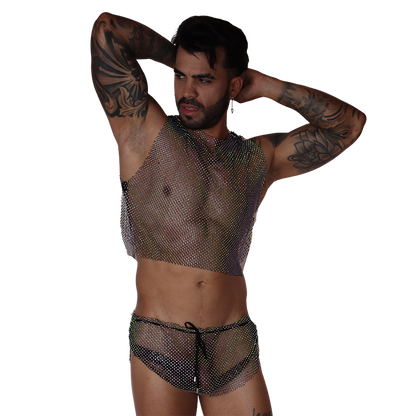 Diamond Black Crop Top en modelo de Gigo Underwear