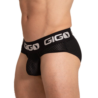 Energetic Black Brief vista frontal de Gigo Underwear