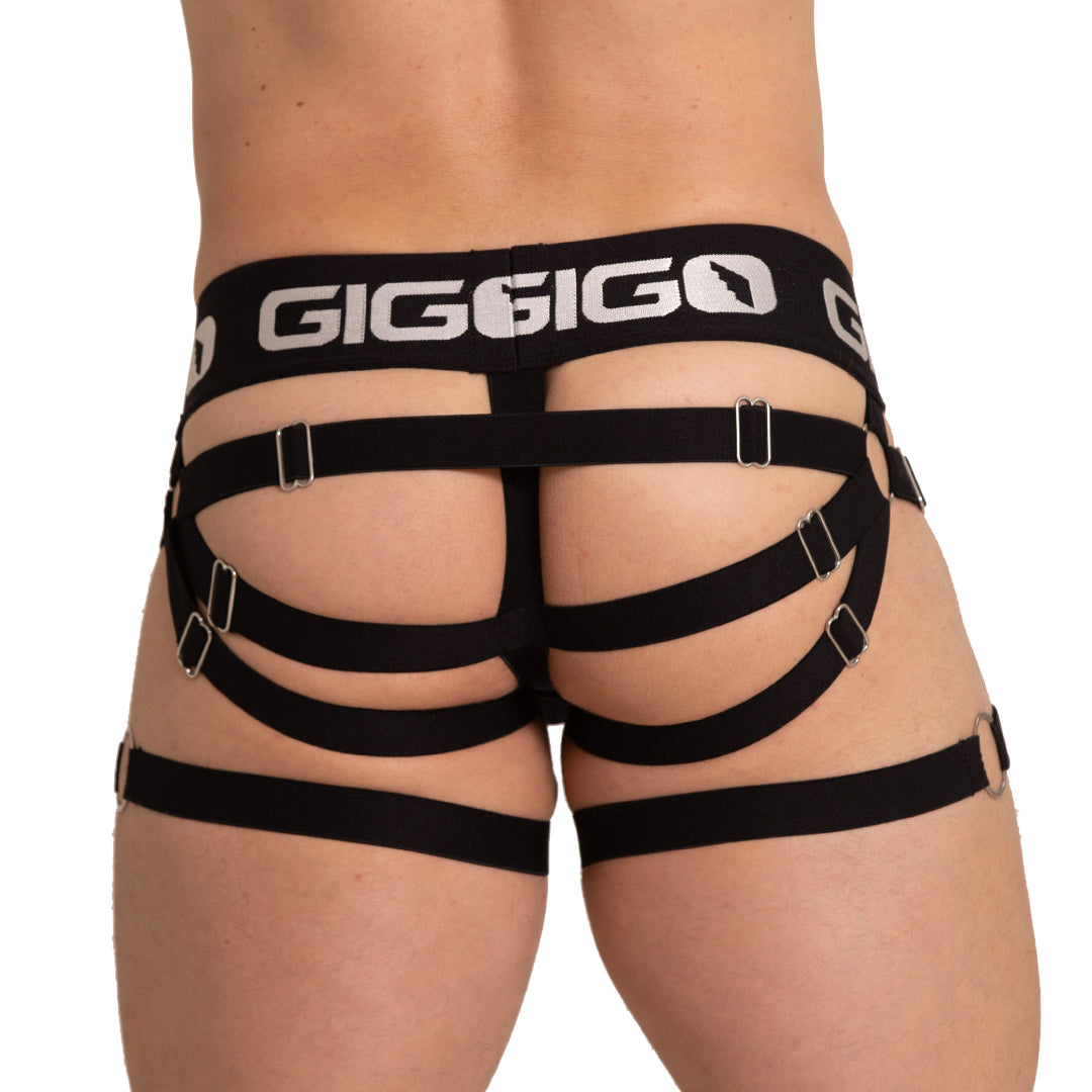 Energetic Black Jock vista posterior de Gigo Underwear
