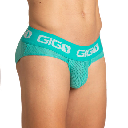 Energetic Green Brief vista frontal de Gigo Underwear