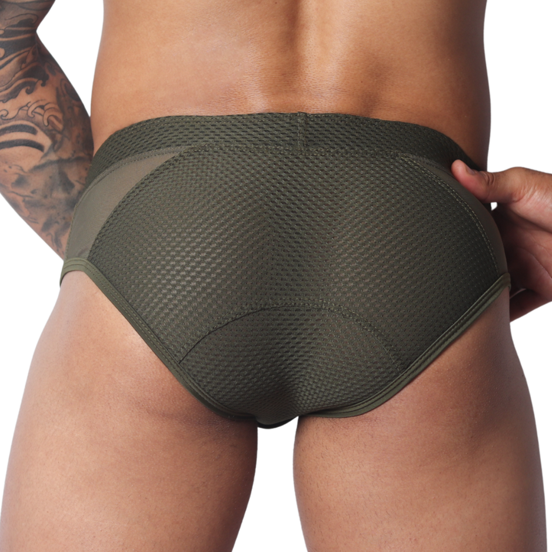 Evocative Green Brief vista posterior de Gigo Underwear