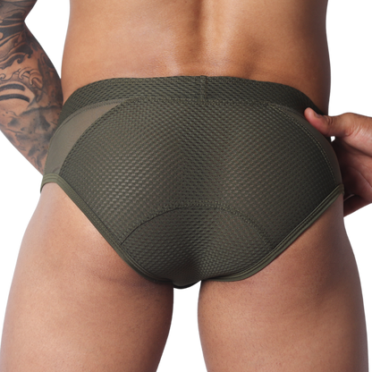 Evocative Green Brief vista posterior de Gigo Underwear