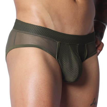 Evocative Green Brief vista frontal de Gigo Underwear
