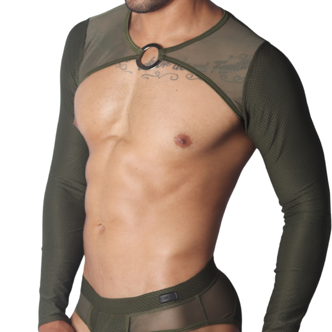 Evocative Green Harness vista frontal de Gigo Underwear