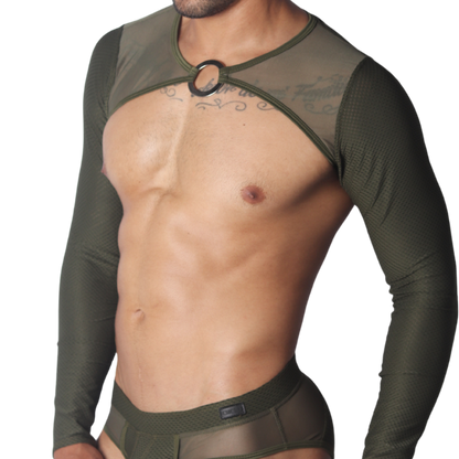 Evocative Green Harness vista frontal de Gigo Underwear