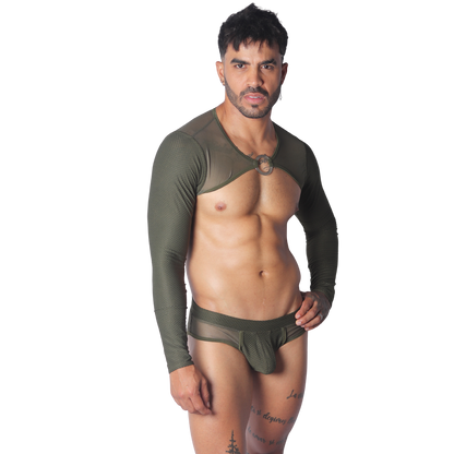 Evocative Green Harness en modelo de Gigo Underwear