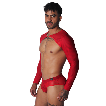 Evocative Red Harness en modelo de Gigo Underwear