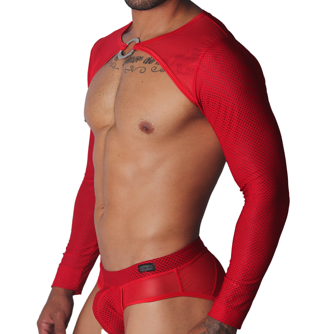 Evocative Red Harness vista frontal de Gigo Underwear