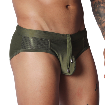 Exit Green Swim Brief vista frontal de Gigo Underwear