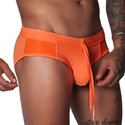 Exit Orange Swim Brief vista frontal de Gigo Underwear