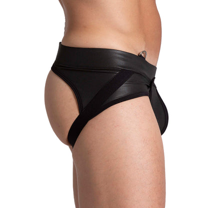 F Fetish Black Jockstrap vista frontal de Gigo Underwear