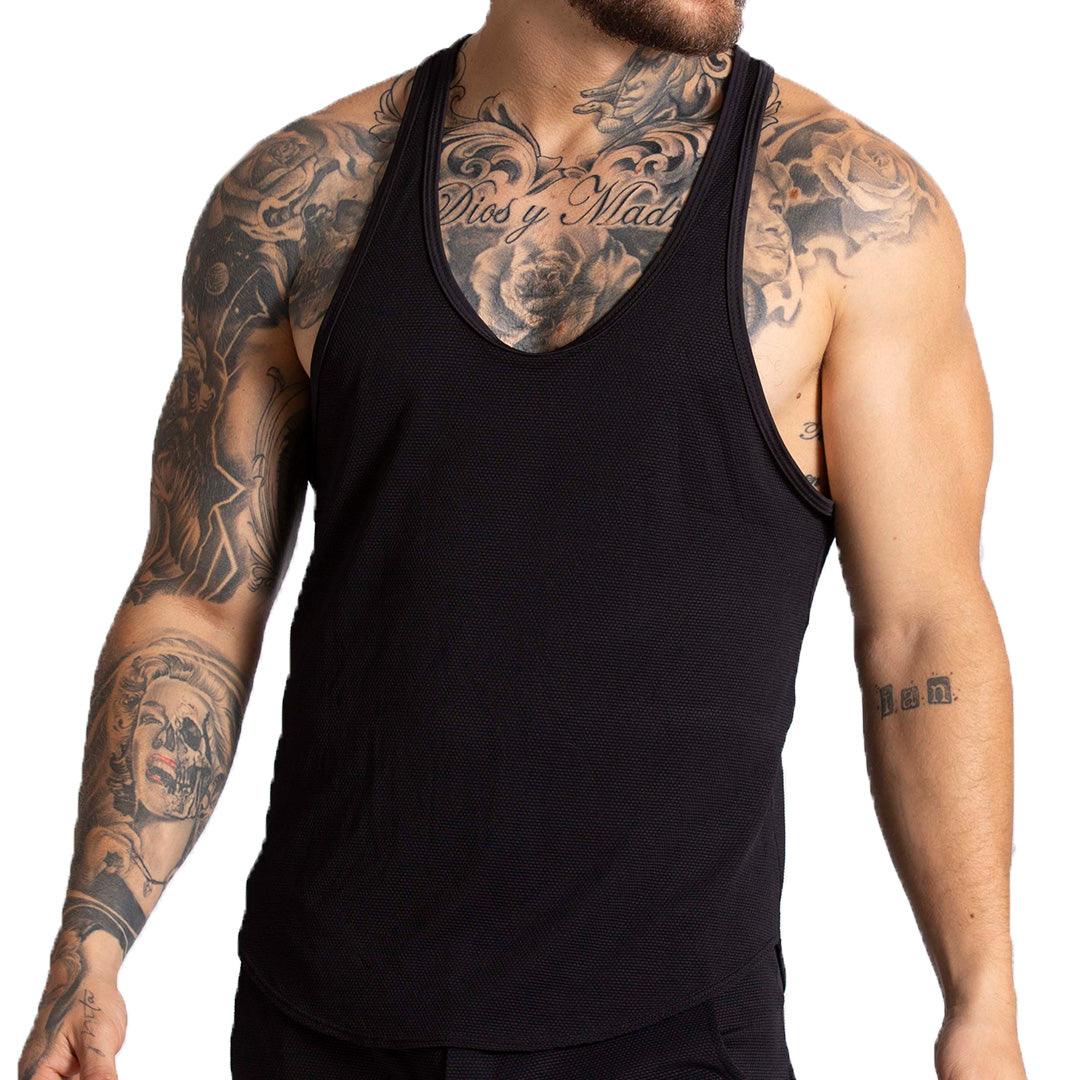 F FETISH BLACK TANK - Camiseta negra sexy para hombres, camiseta sin mangas