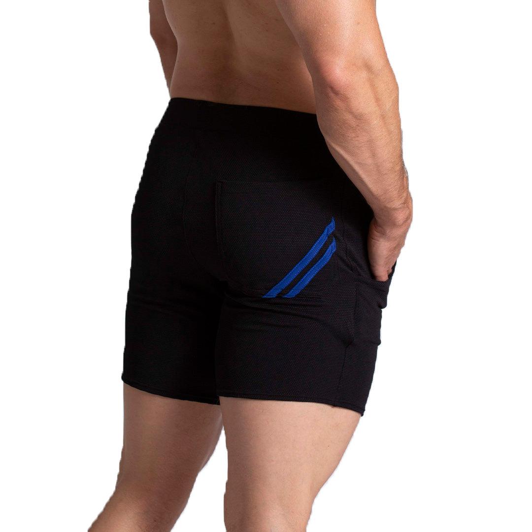 F FETISH BLUE SHORT - Pantaloneta corta negra para hombres