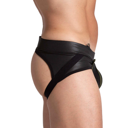 F Fetish Green Jockstrap vista frontal de Gigo Underwear