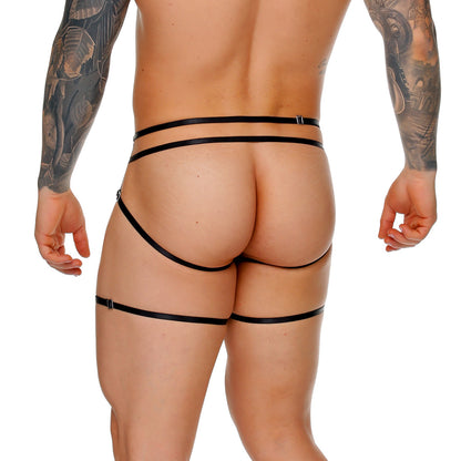 Female Black Jockstrap Gelbert Belt vista posterior de Gigo Underwear