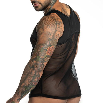 Fetiche Black Tank vista frontal de Gigo Underwear