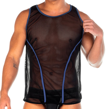 2 Fetiche Blue Tank vista frontal de Gigo Underwear
