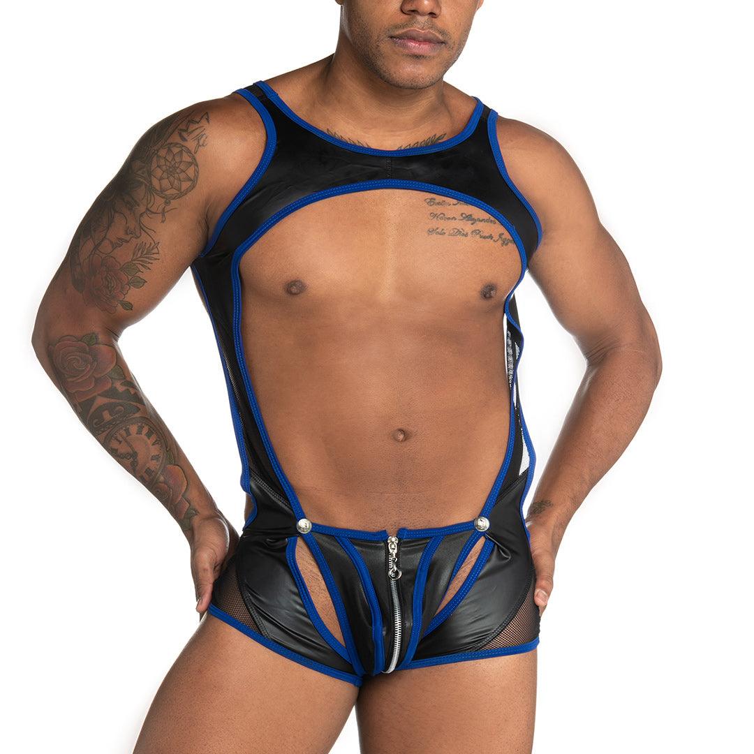 FETICHE BLUE ZIPPER SINGLET - Gigo Underwear Colombia