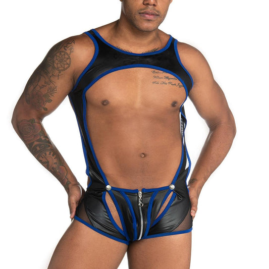 FETICHE BLUE ZIPPER SINGLET - Gigo Underwear Colombia