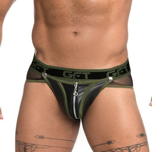 Fetiche Green Zipper Brief Jockstrap de Gigo Underwear