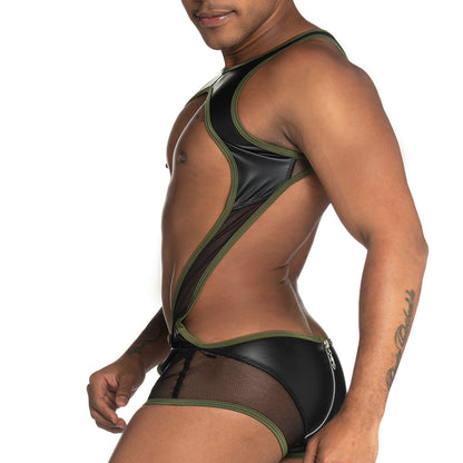 Fetiche Green Zipper Singlet vista frontal de Gigo Underwear