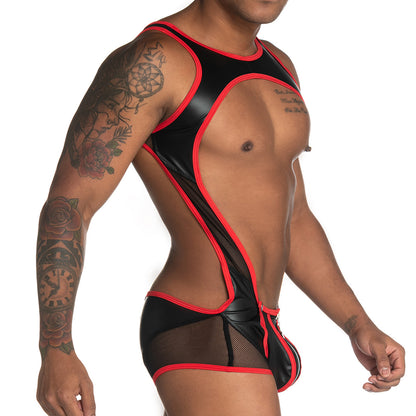 Fetiche Red Singlet vista frontal de Gigo Underwear