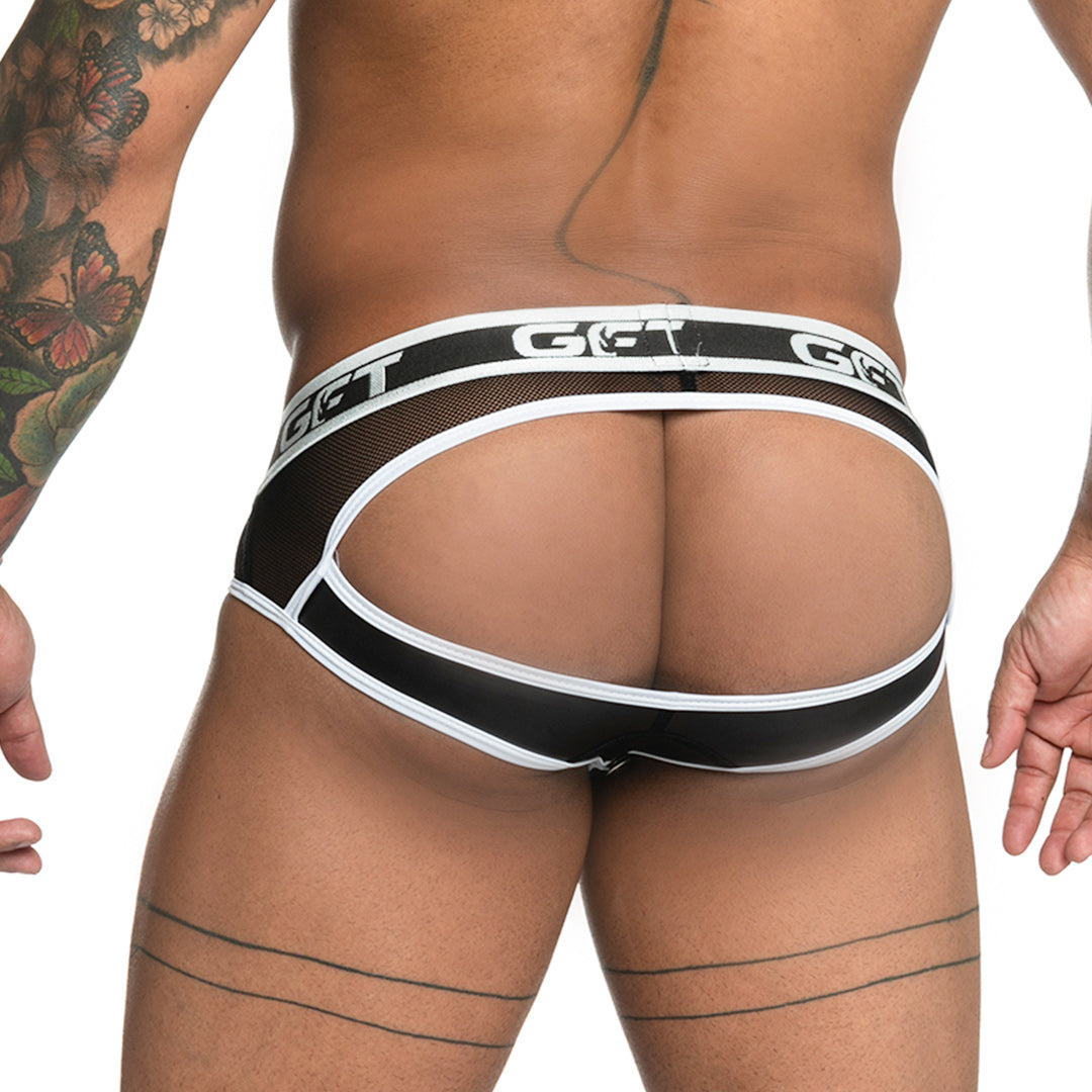 Fetiche White Brief Jockstrap vista frontal de Gigo Underwear