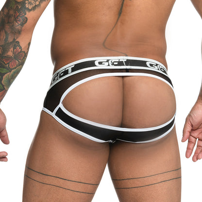 Fetiche White Brief Jockstrap vista frontal de Gigo Underwear