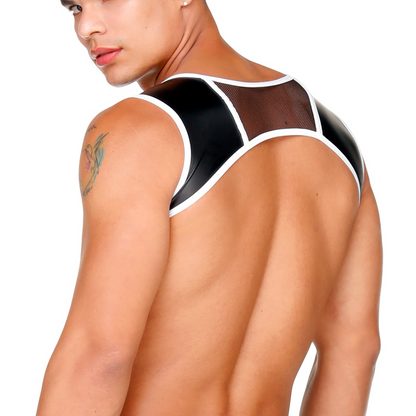 Fetish White Harness vista frontal de Gigo Underwear