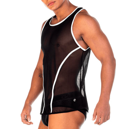 2 Fetiche White Tank vista frontal de Gigo Underwear