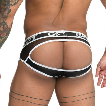 Fetiche White Zipper Brief Jockstrap vista frontal de Gigo Underwear