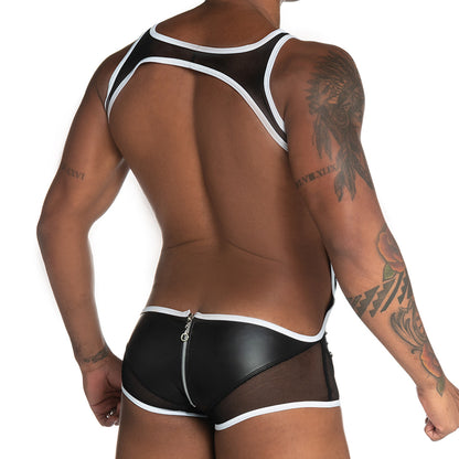 Fetiche White Zipper Singlet vista frontal de Gigo Underwear