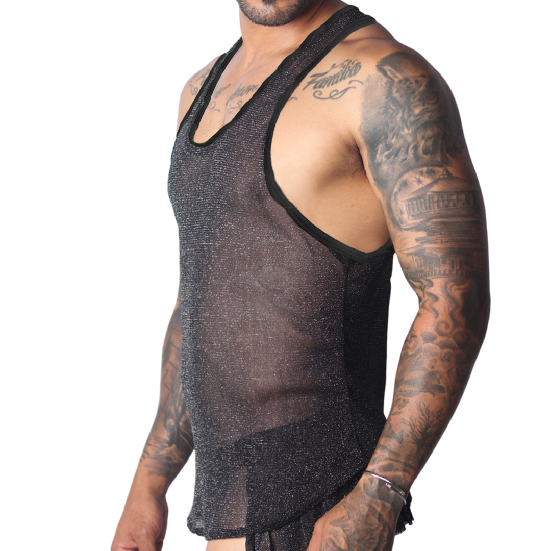 Flash Black Tank vista frontal de Gigo Underwear