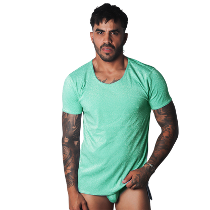 Flash Green Tshirt en modelo de Gigo Underwear