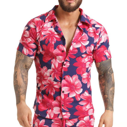 FLOWERS FUCSHIA SHIRT - Gigo Underwear Colombia