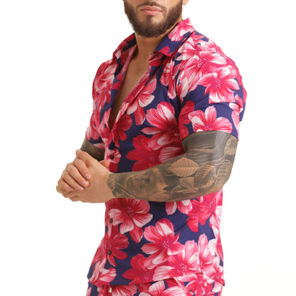 Flowers Fucshia Shirt vista frontal de Gigo Underwear