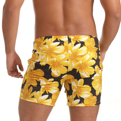 Flowers Yellow Beachwear vista posterior de Gigo Underwear