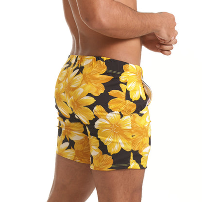 Flowers Yellow Beachwear vista frontal de Gigo Underwear